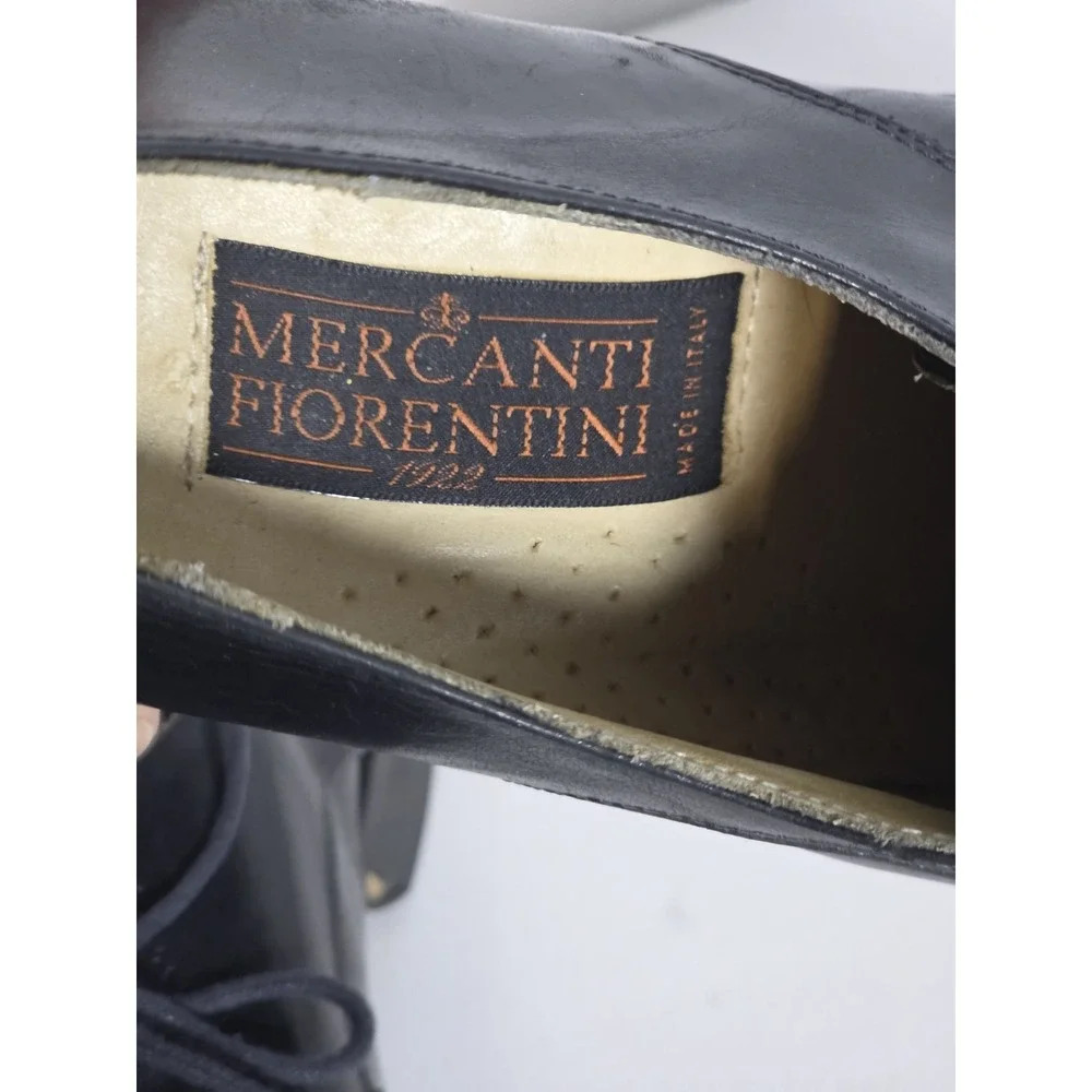 Mercanti Fiorentini Mens 10 Black Leather Derby Shoes Made In Italy Classic